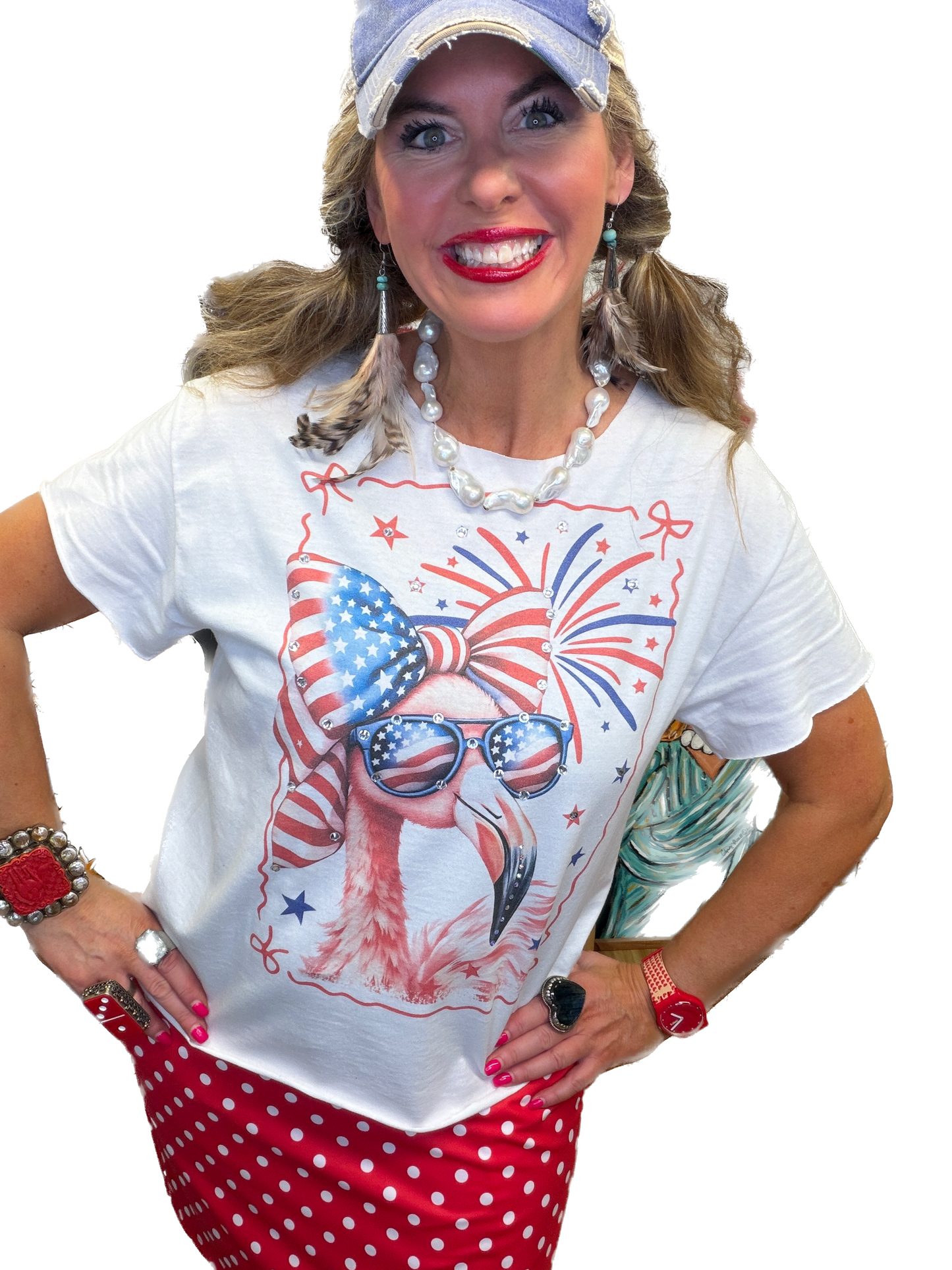 Patriotic Flamingo T-Shirt (Bling)  - ERR Original *Final Sale*