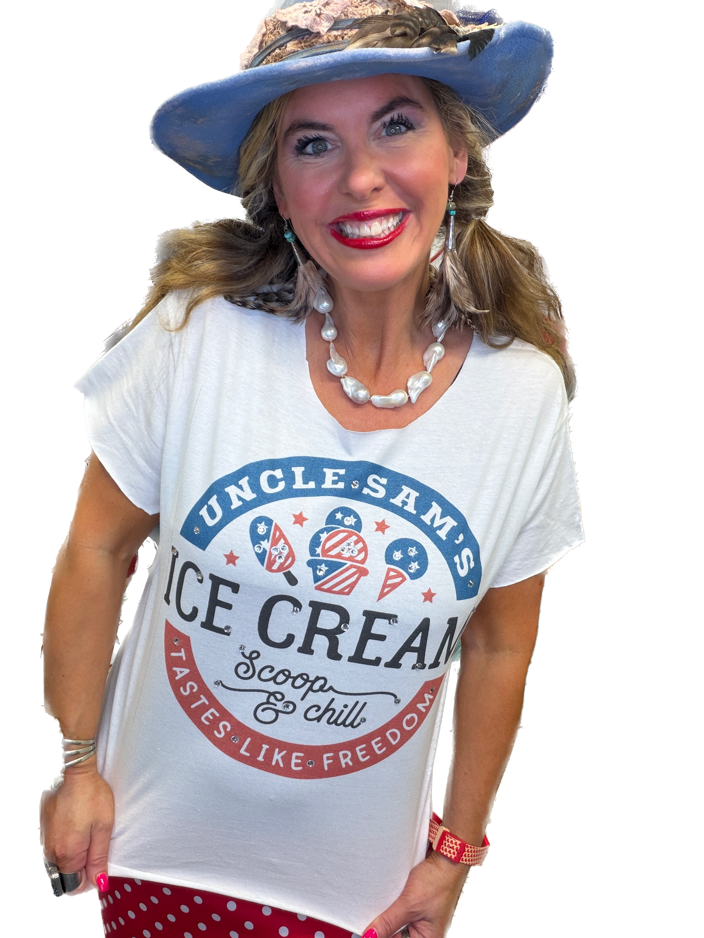 Uncle Sam's Ice Cream T-Shirt (Christy Cut) (Bling) - ERR Original *Final Sale*
