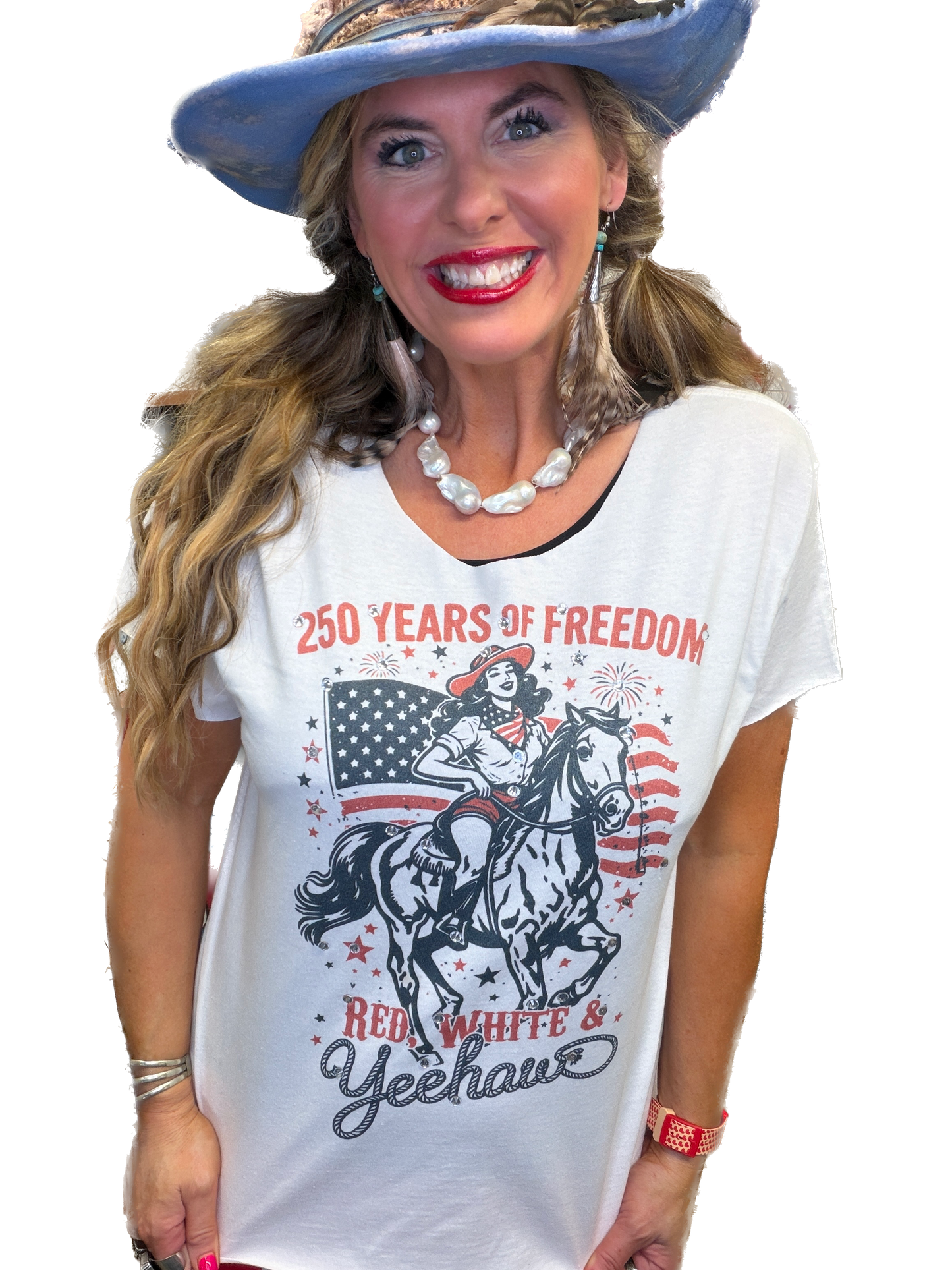 Red, White, and Yeehaw T-Shirt (No Bling)  - ERR Original *Final Sale*