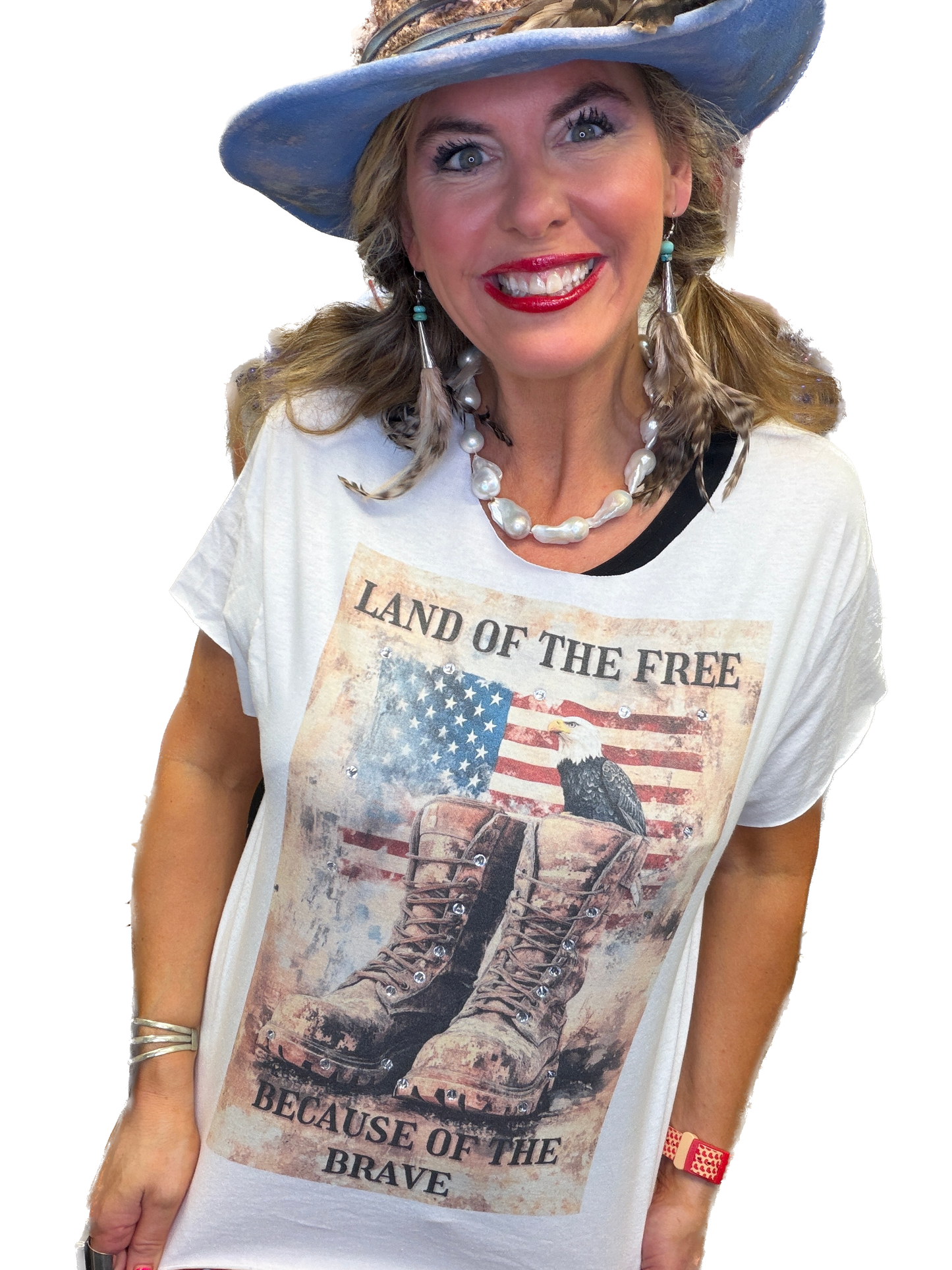 Land Of The Free T-Shirt (Bling)  - ERR Original *Final Sale*