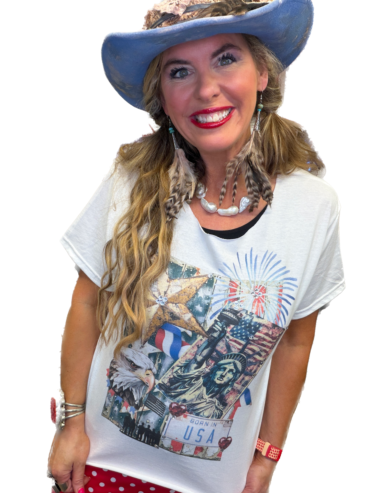 Born In The USA T-Shirt (Christy Cut) (Bling) - ERR Original *Final Sale*