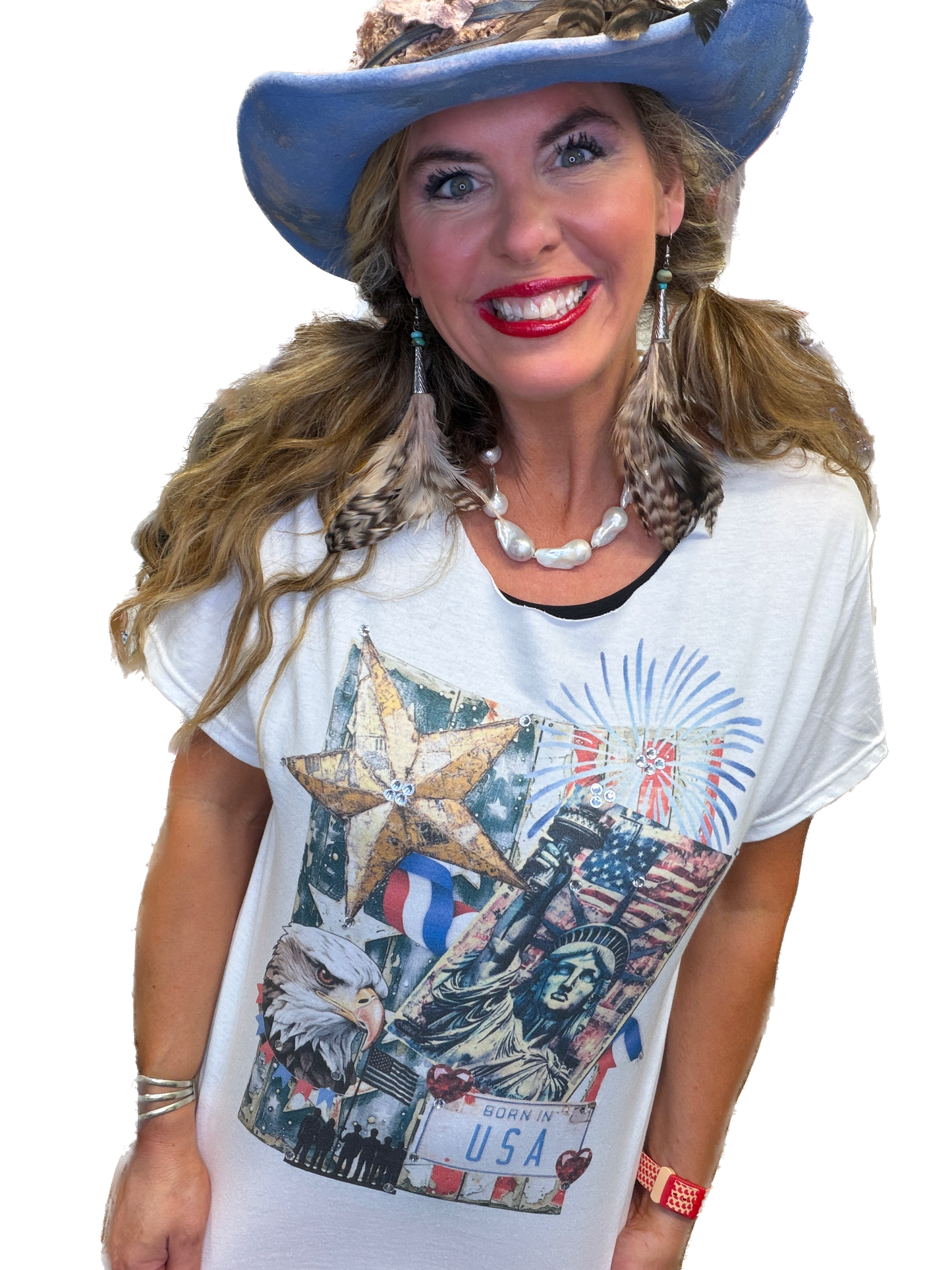 Born In The USA T-Shirt (Christy Cut) (No Bling) - ERR Original *Final Sale*