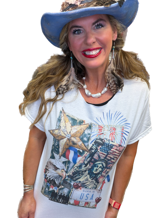 Born In The USA T-Shirt (Christy Cut) (No Bling) - ERR Original *Final Sale*