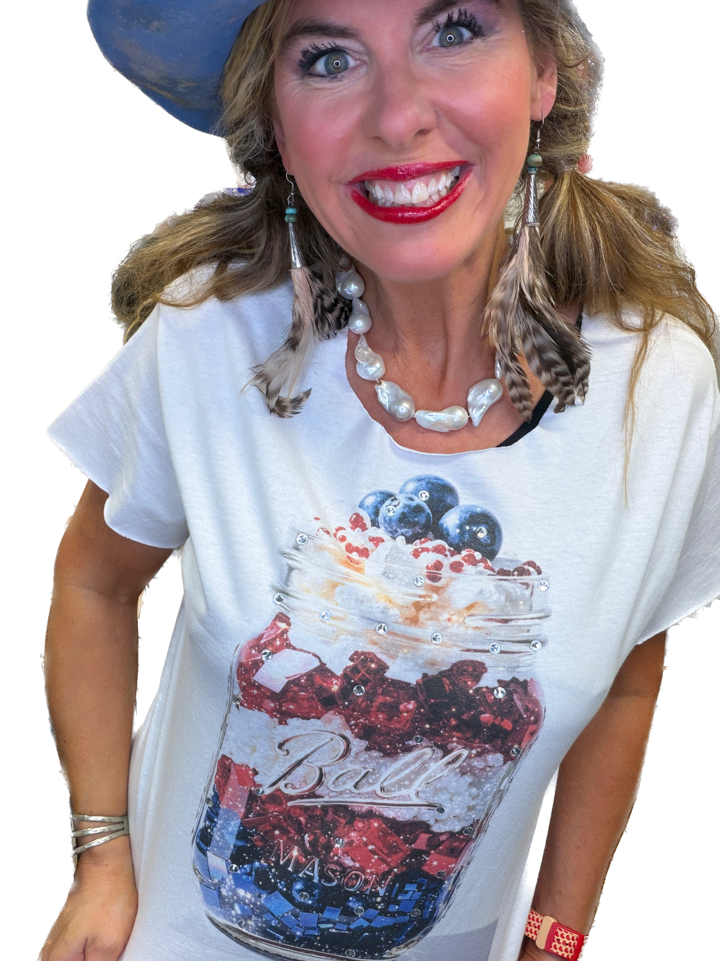 Mason Jar Blueberry Cake T-Shirt  (Bling) - ERR Original *Final Sale*