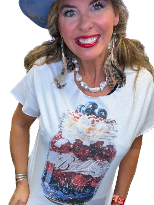 Mason Jar Blueberry Cake T-Shirt  (No Bling) - ERR Original *Final Sale*