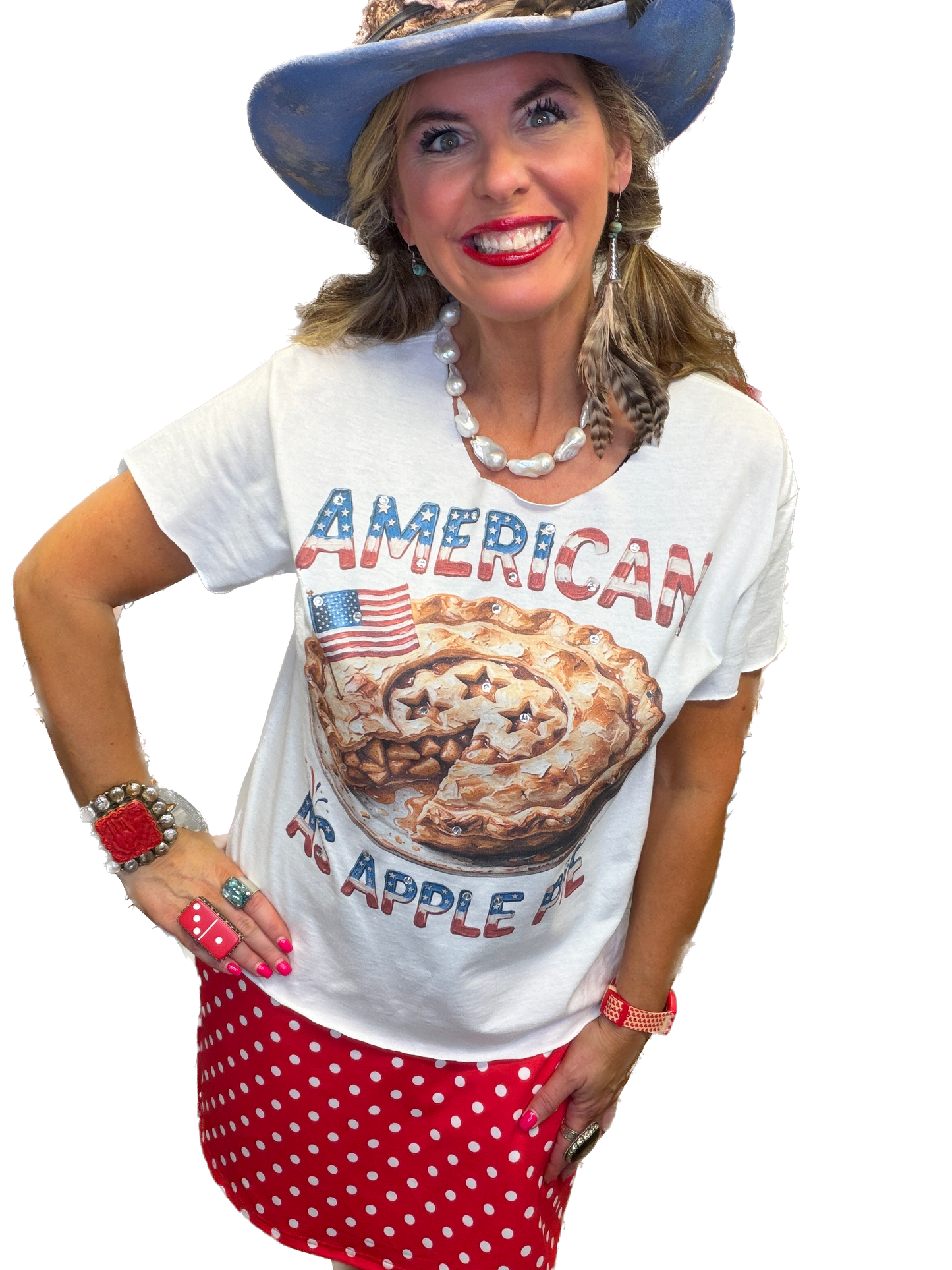 American As Apple Pie T-Shirt (Christy Cut) (Bling) - ERR Original *Final Sale*