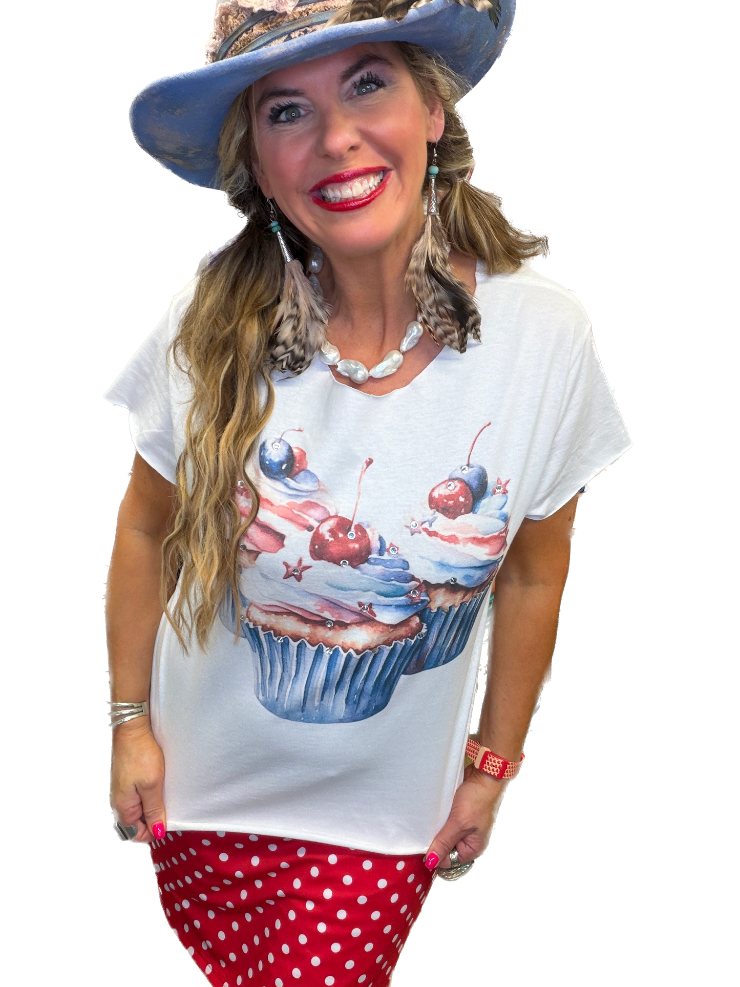 Patriotic Cupcake T-Shirt (Christy Cut) (No Bling) - ERR Original *Final Sale*
