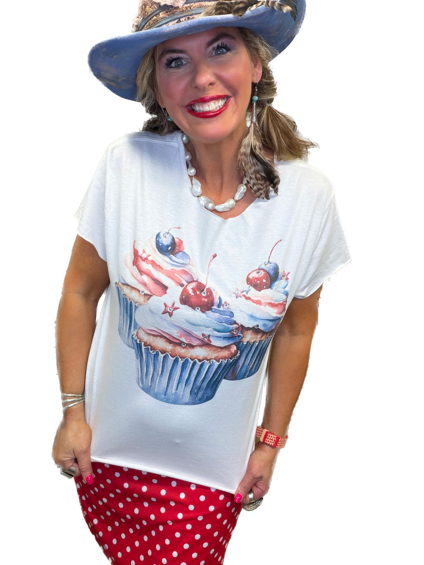 Patriotic Cupcake T-Shirt (Bling)  - ERR Original *Final Sale*