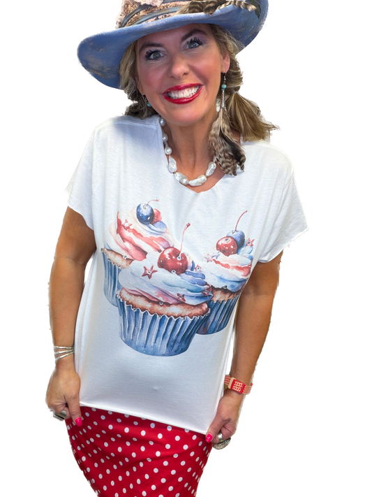 Patriotic Cupcake T-Shirt (No Bling)  - ERR Original *Final Sale*