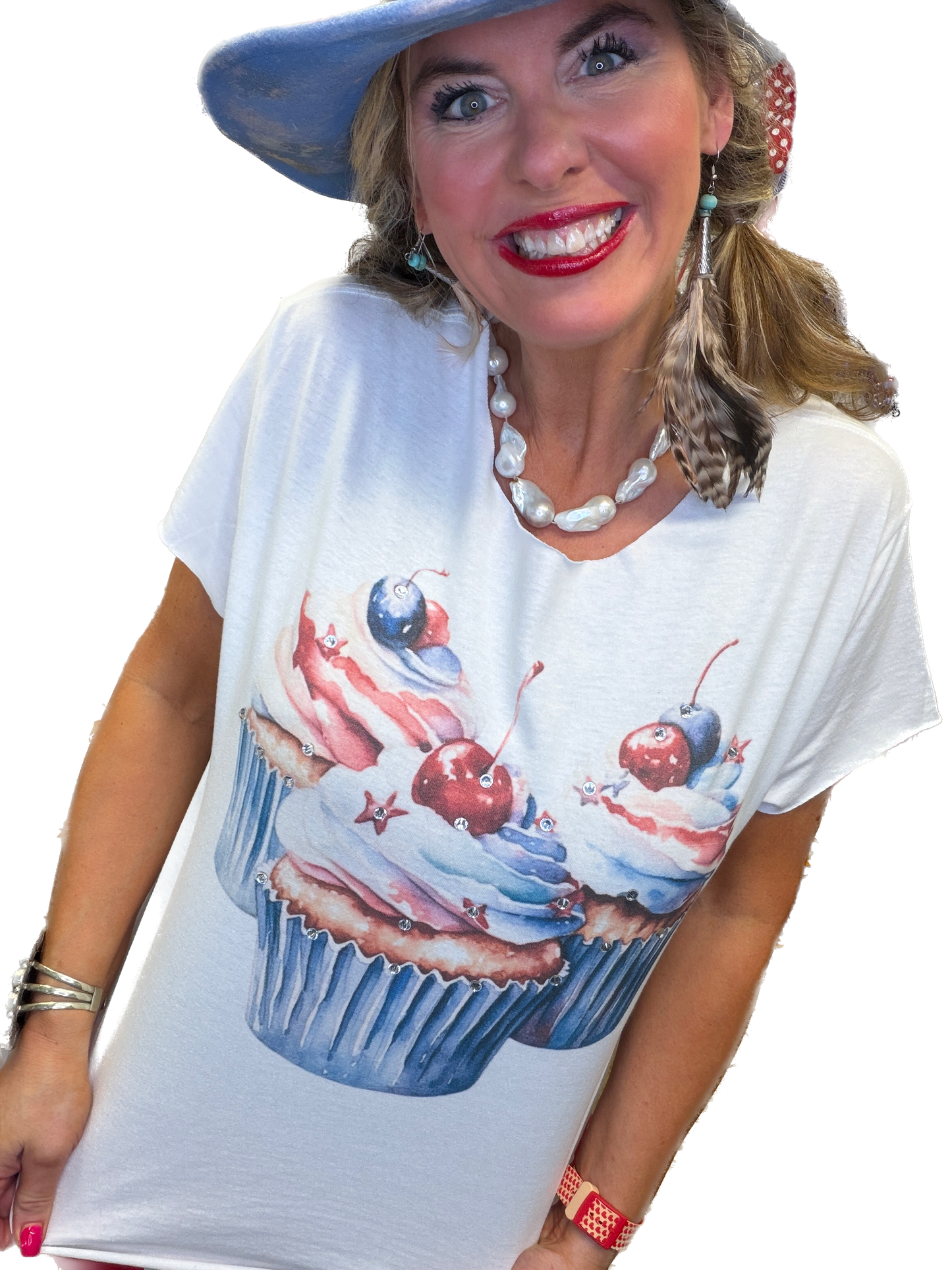 Patriotic Cupcake T-Shirt (No Bling)  - ERR Original *Final Sale*