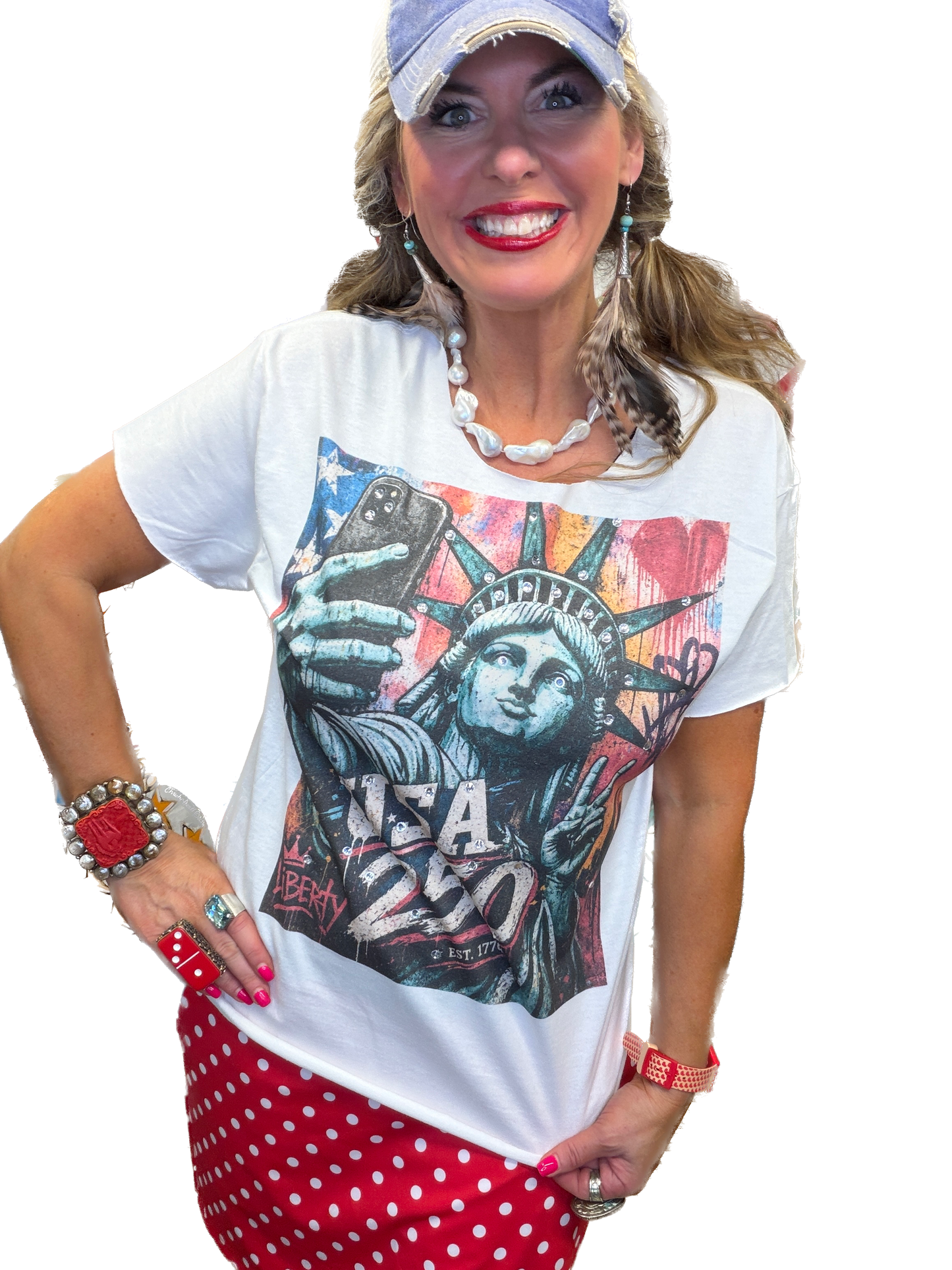 Freedom Selfie T-Shirt (Christy Style) (Bling) - ERR Original *Final Sale*