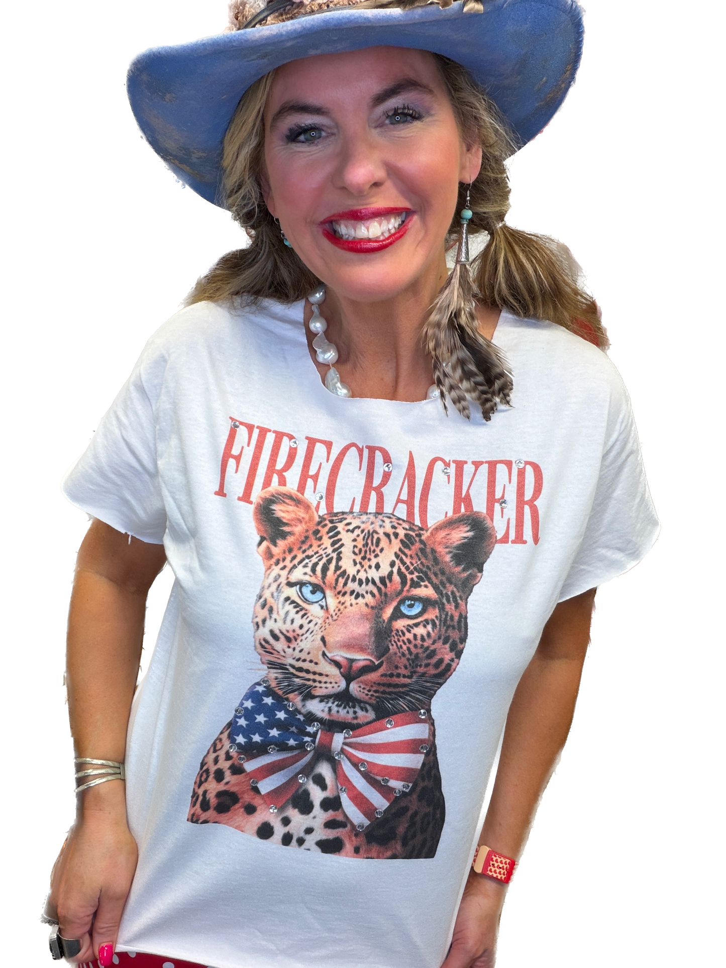 Firecracker Jaguar T-Shirt (Christy Cut) (Bling)- ERR Original *Final Sale*