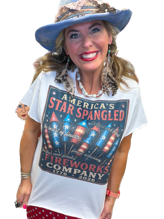 Star Spangled Fireworks T-Shirt (No Bling)  - ERR Original *Final Sale*