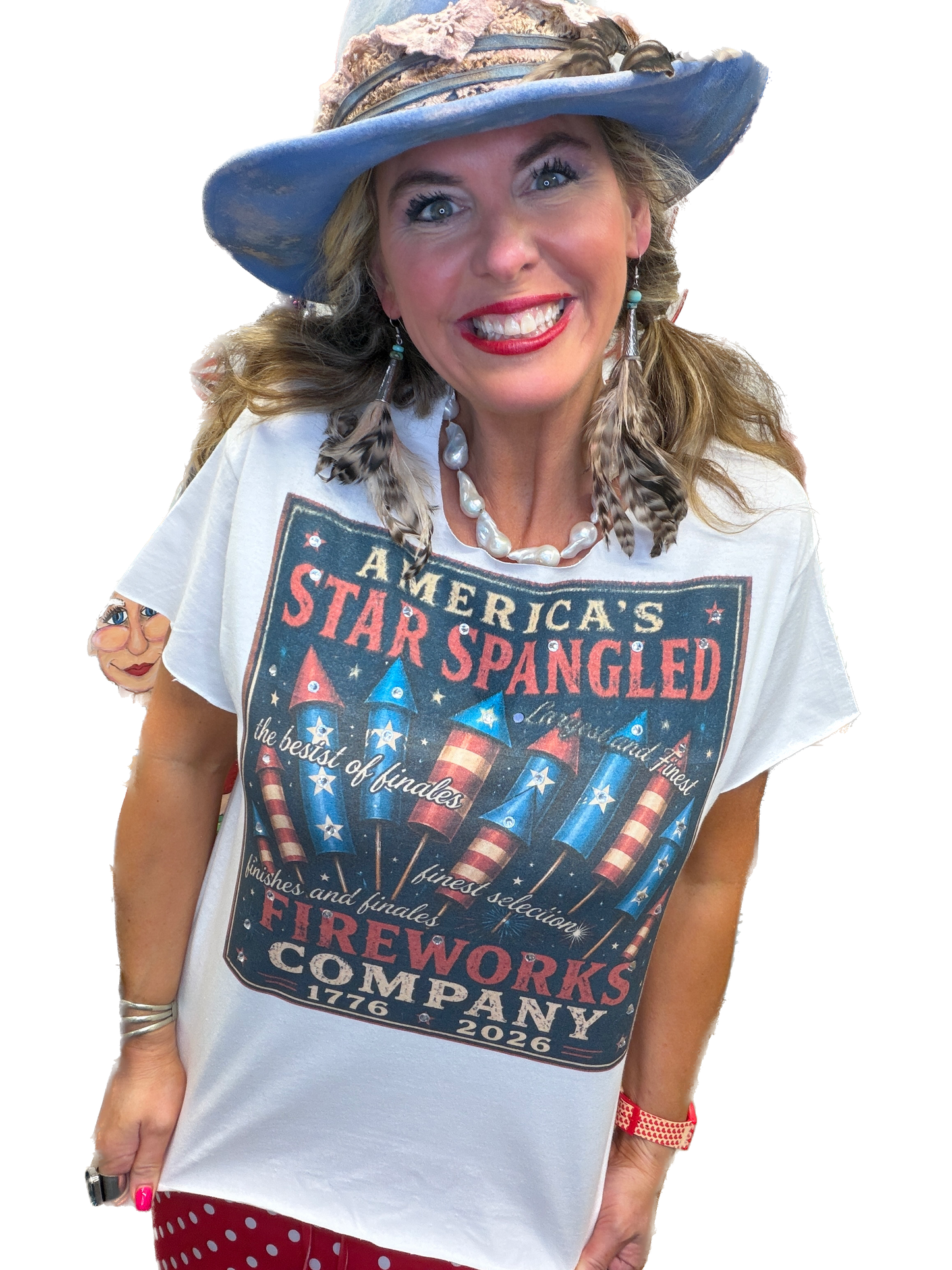 Star Spangled Fireworks T-Shirt (Christy Cut) (Bling) - ERR Original *Final Sale*