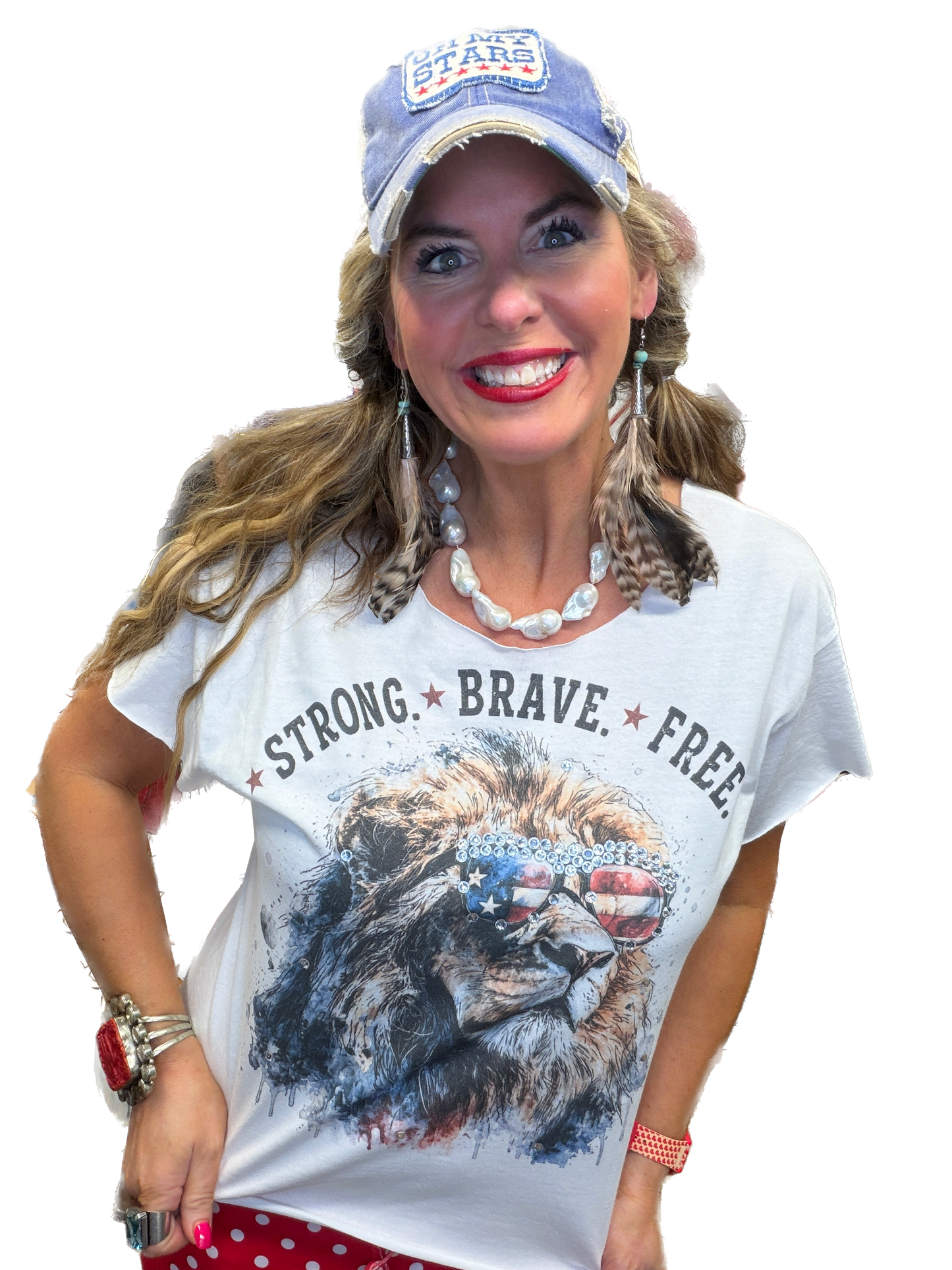 Strong, Brave, and Free T-Shirt (Christy Cut) (Bling)- ERR Original *Final Sale*