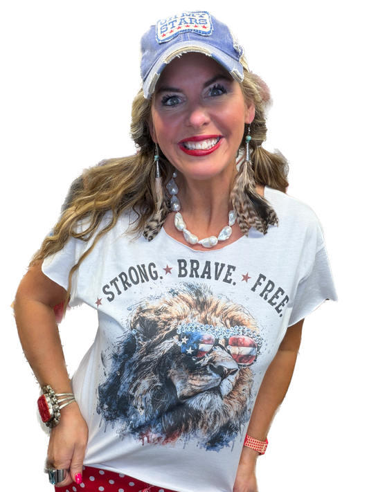Strong, Brave, and Free T-Shirt (Christy Cut) (No Bling)- ERR Original *Final Sale*