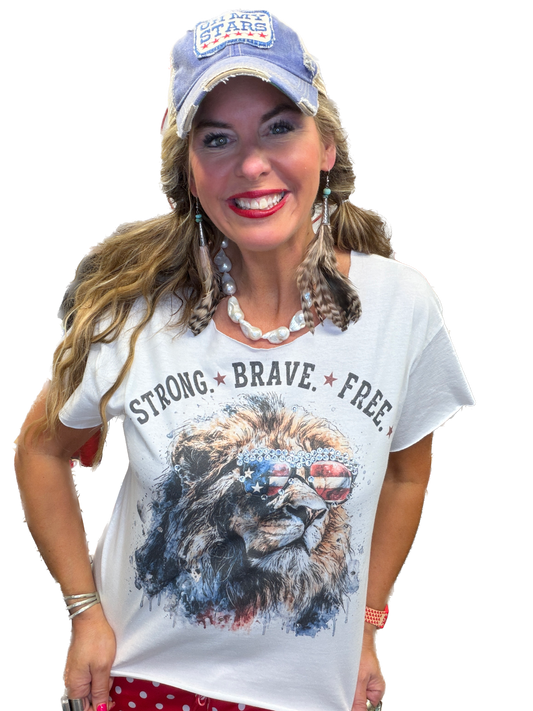 Strong, Brave, and Free T-Shirt (Christy Cut) (Bling)- ERR Original *Final Sale*