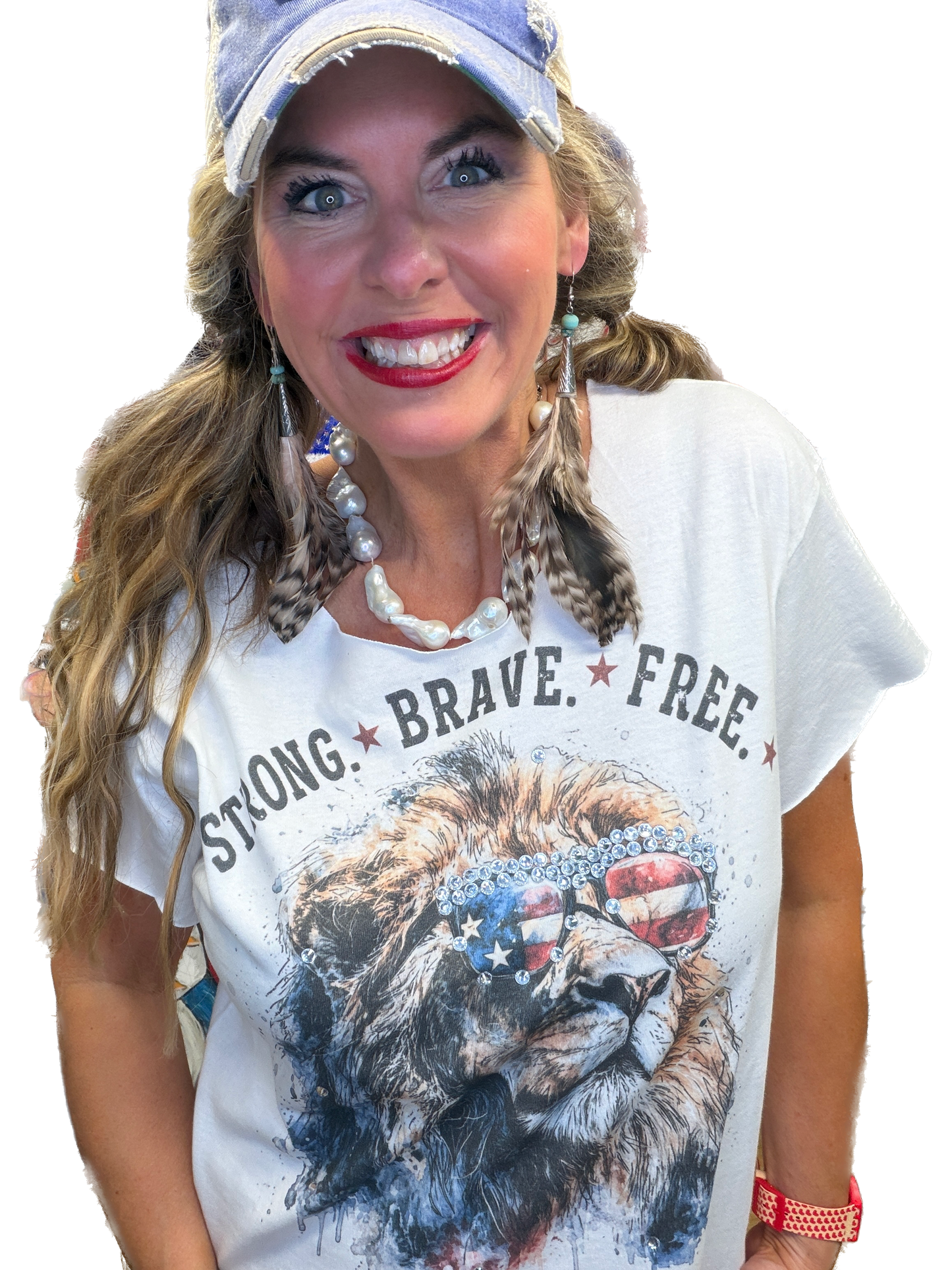 Strong, Brave, and Free T-Shirt (Christy Cut) (No Bling)- ERR Original *Final Sale*