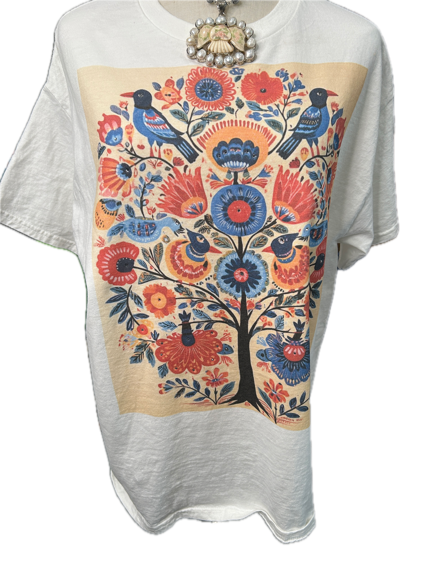 Abstract Birds T-Shirt (Christy Style) with Bling