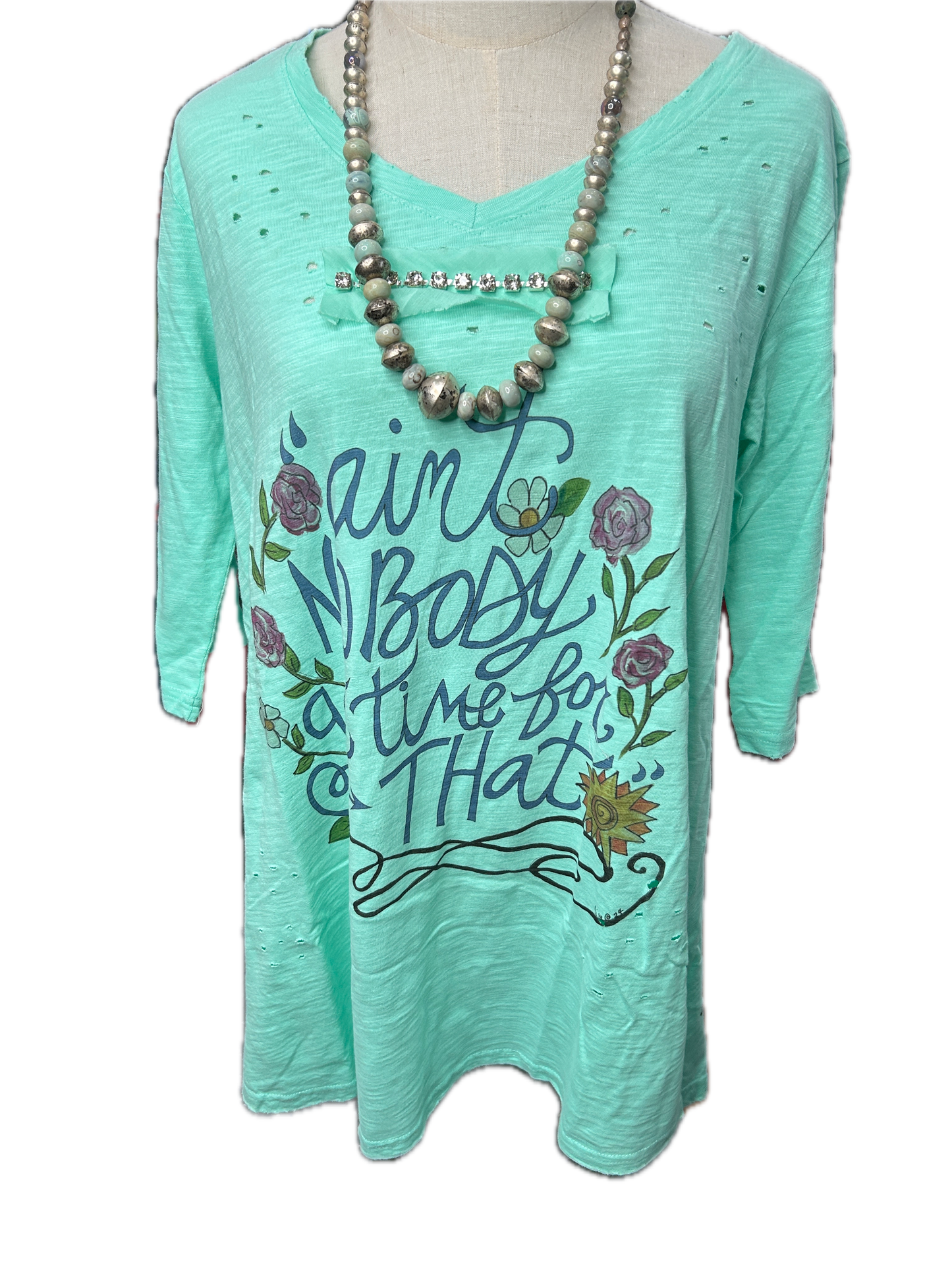 A Rare Bird- Ain't Nobody Got Time for That 3/4 Sleeve Tee *Final Sale*