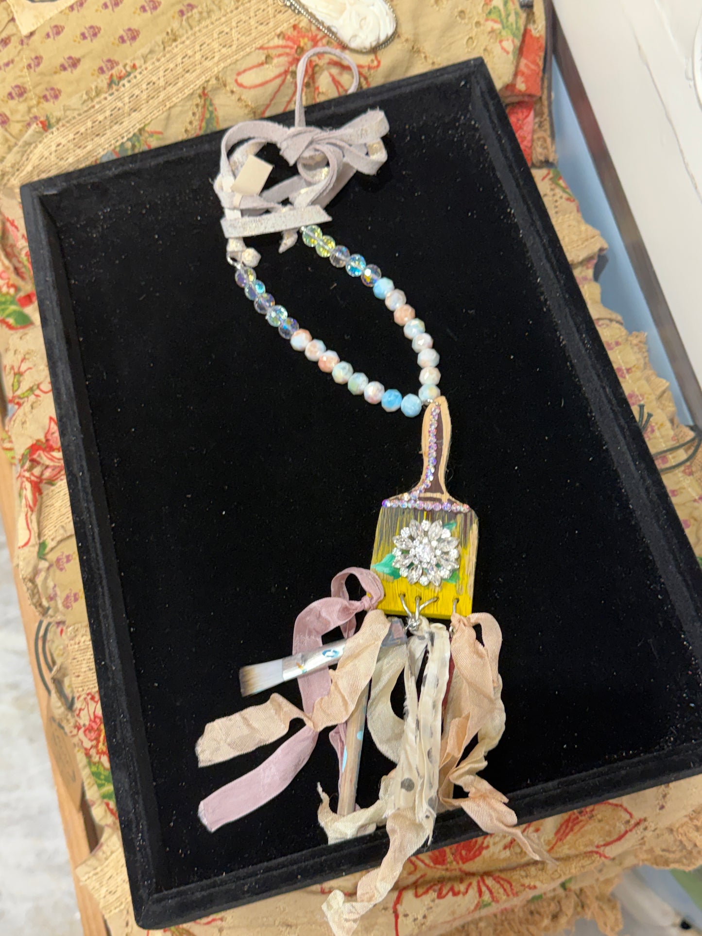 A Rare Bird- Paint Brush and Fringe Necklace
