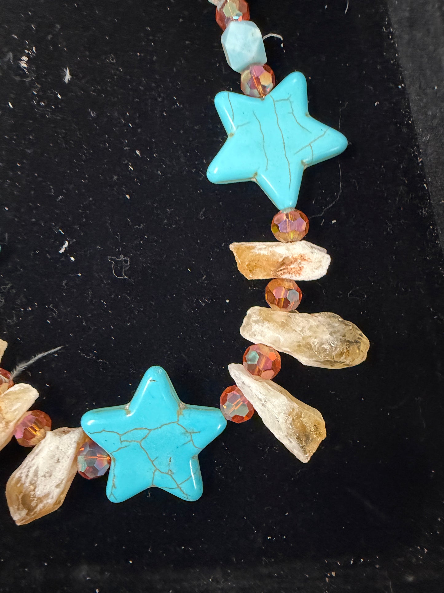 A Rare Bird- Citrine and Turquoise Star Necklace