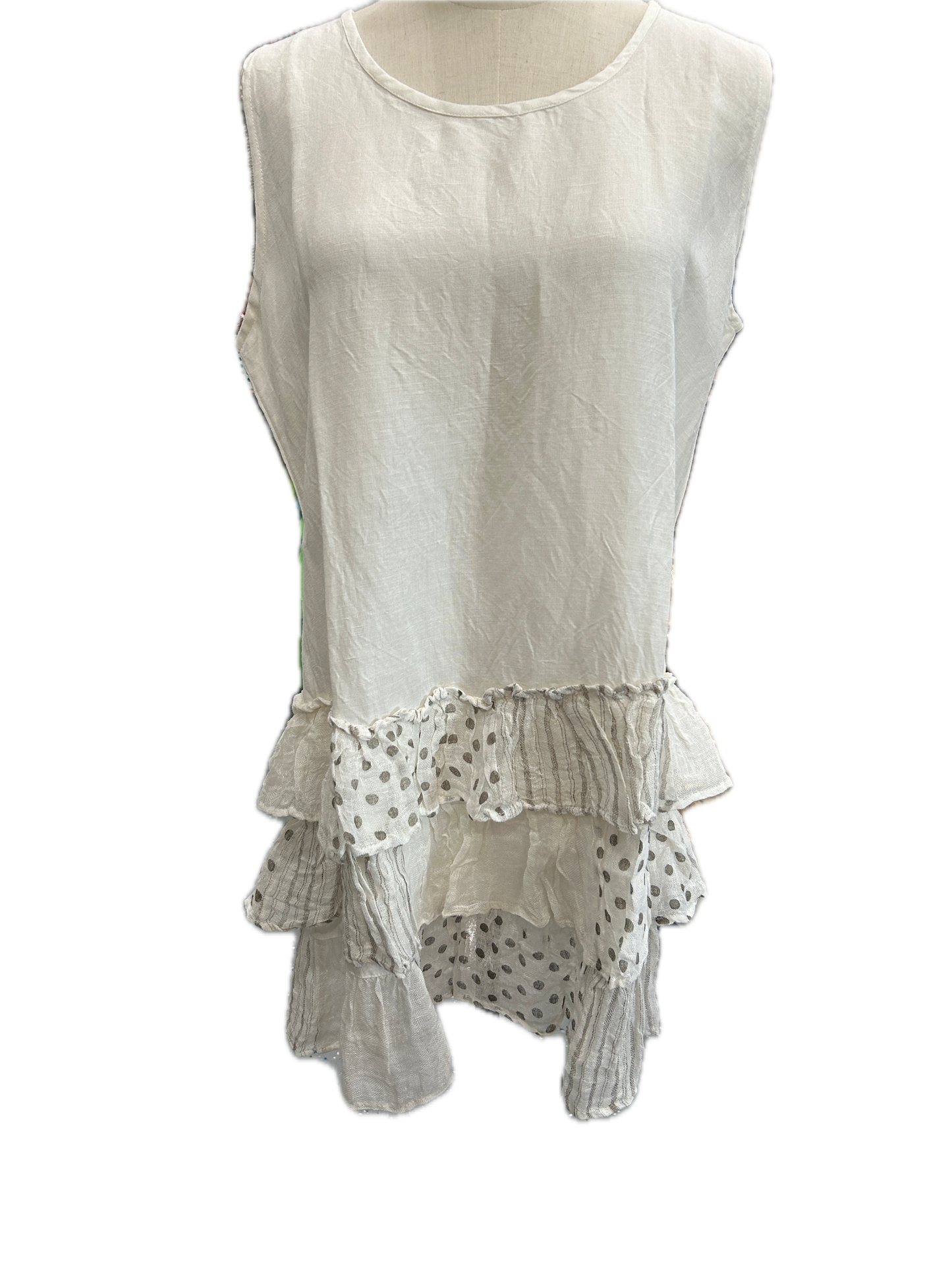 Paper Lace- Ruffled Polka Dotted Dress (Cream) *Final Sale*