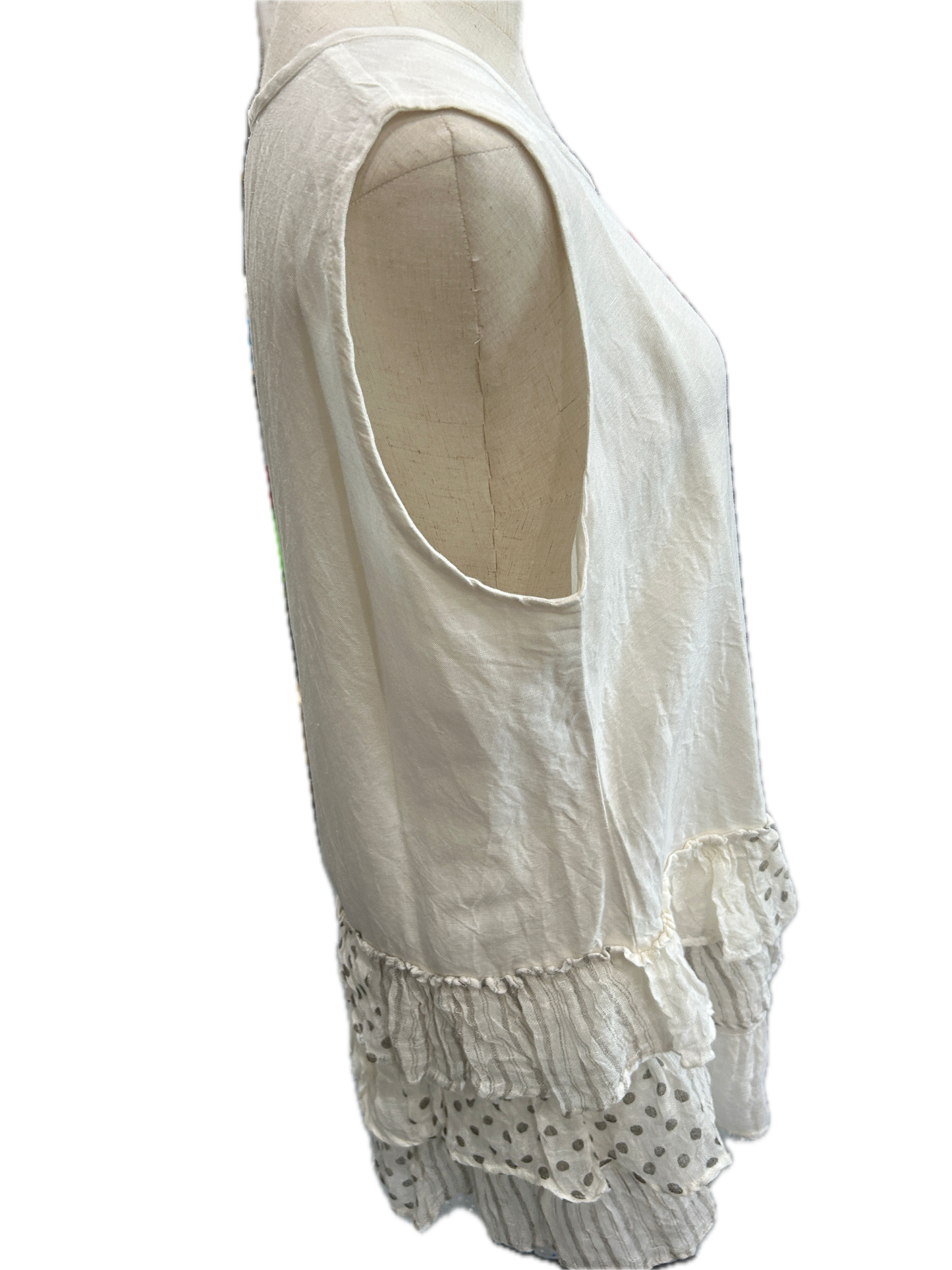 Paper Lace- Ruffled Polka Dotted Dress (Cream) *Final Sale*
