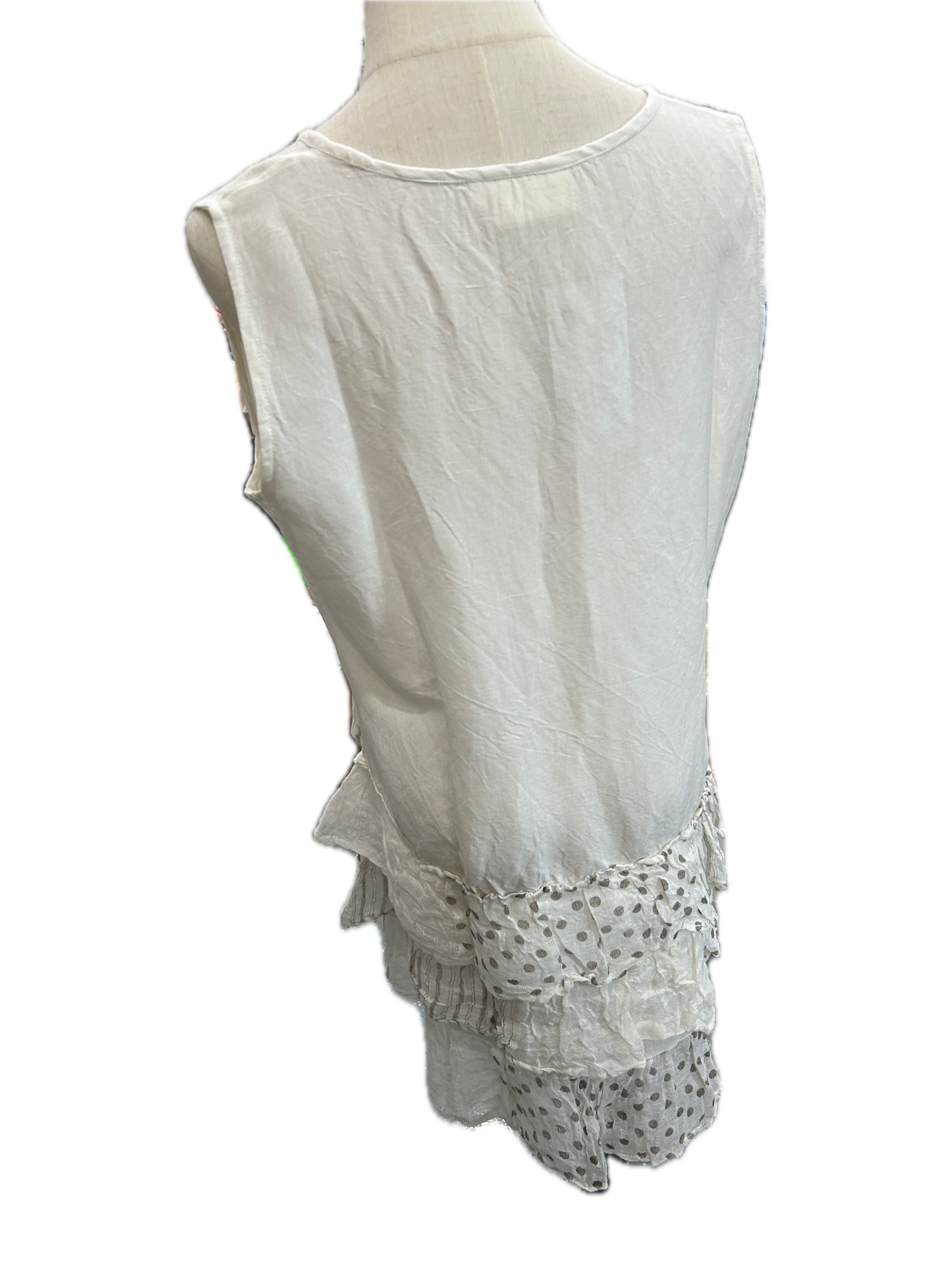 Paper Lace- Ruffled Polka Dotted Dress (Cream) *Final Sale*