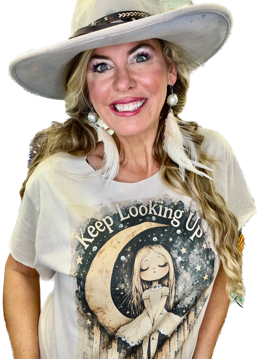 Keep Looking Up T-Shirt (Basic)  - Indigo Blue *Final Sale*
