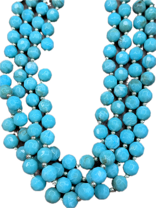Layered Blue Acrylic Marbled Necklace