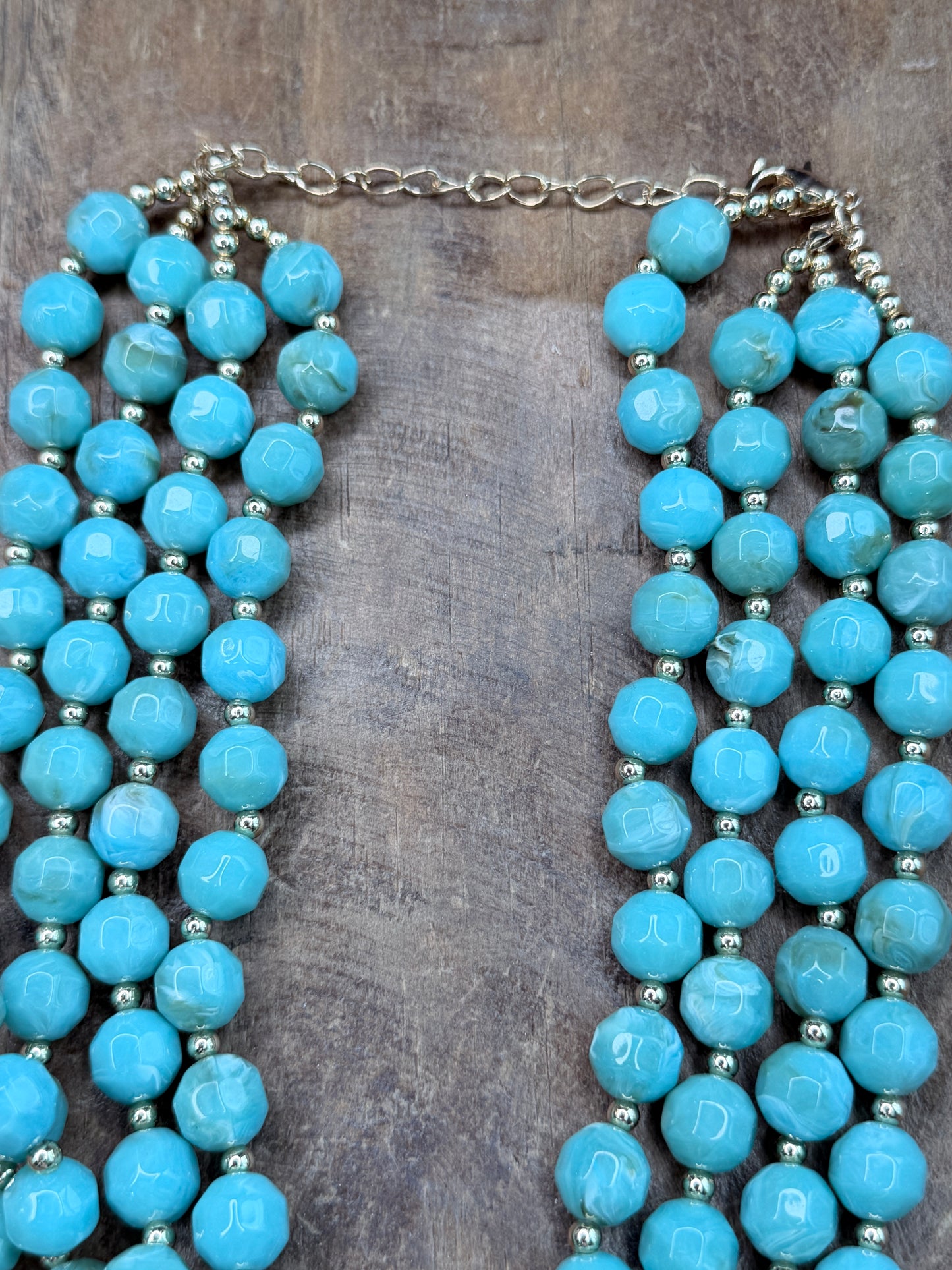 Layered Blue Acrylic Marbled Necklace