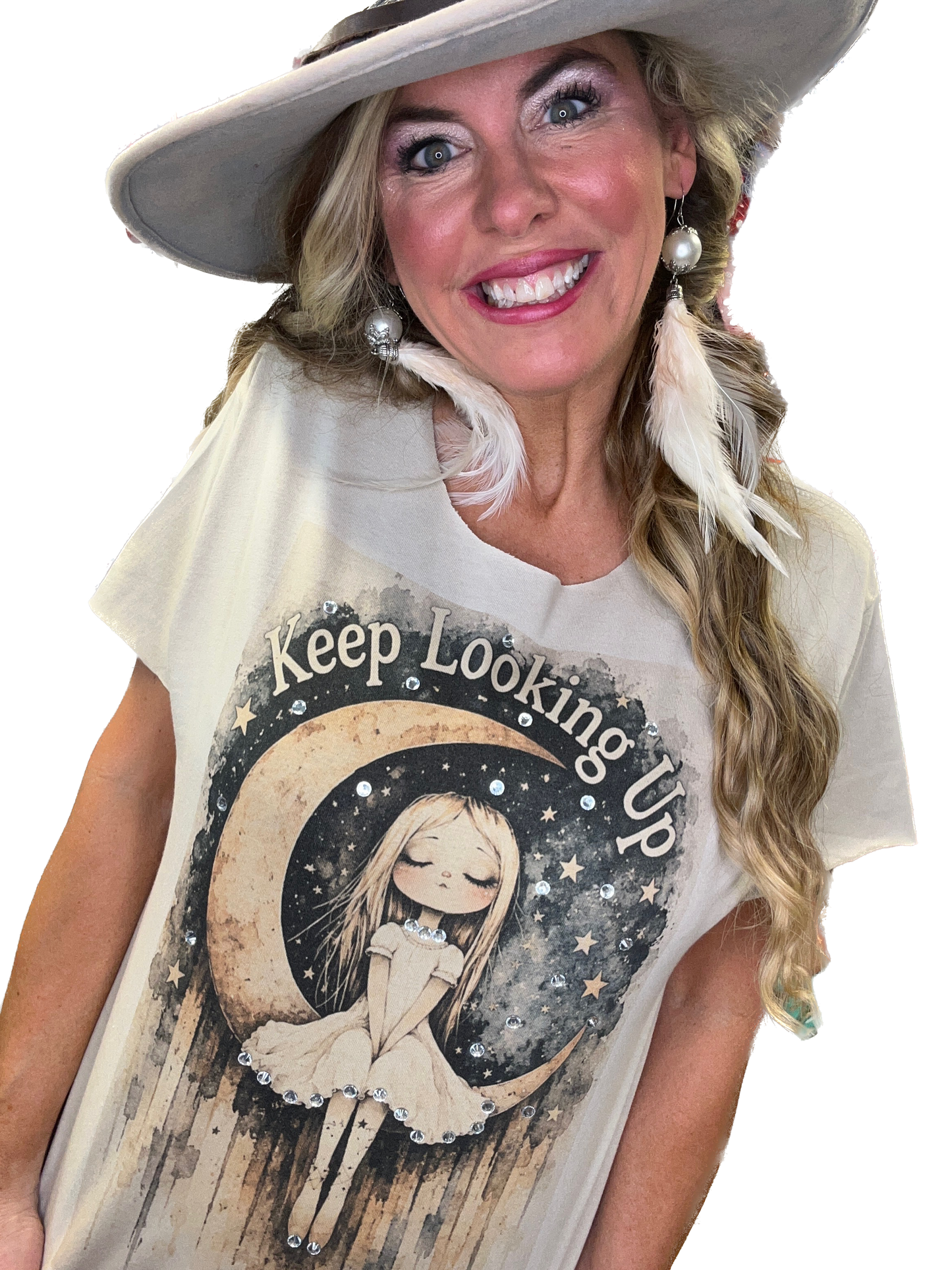 Keep Looking Up T-Shirt (Christy Cut) - Indigo Blue *Final Sale*