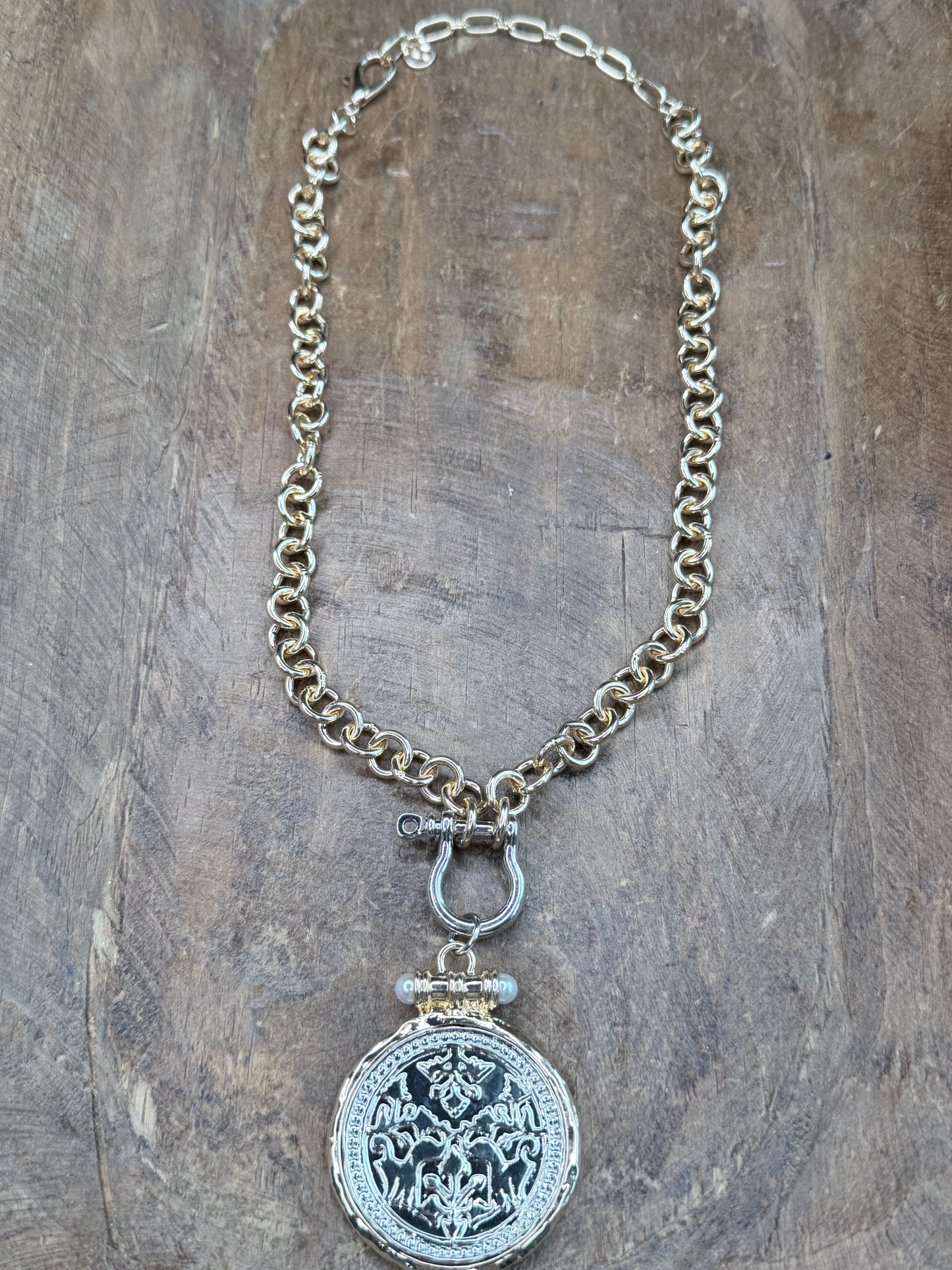 Aria Silver and Gold Coin Necklace