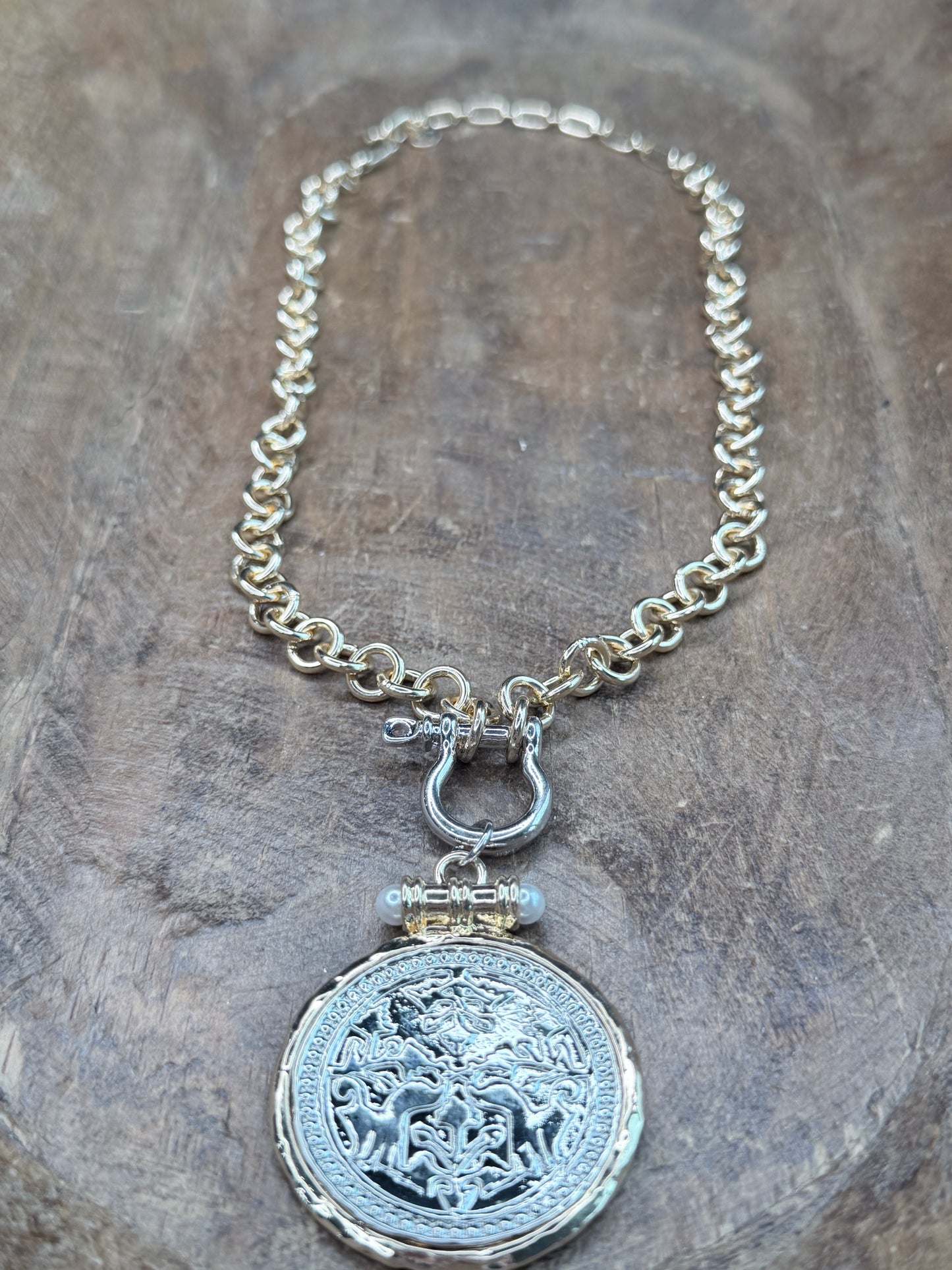 Aria Silver and Gold Coin Necklace