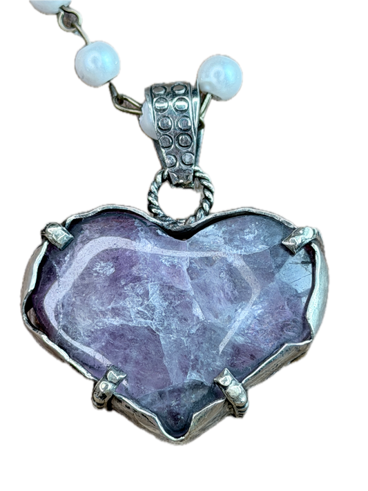 Tibetan Silver Natural Amethyst Heart Necklace