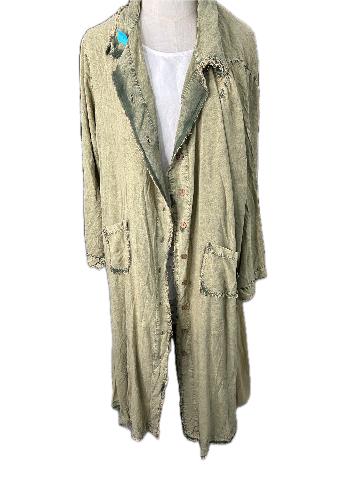 A Rare Bird- Distressed Duster *Final Sale* (Olive)