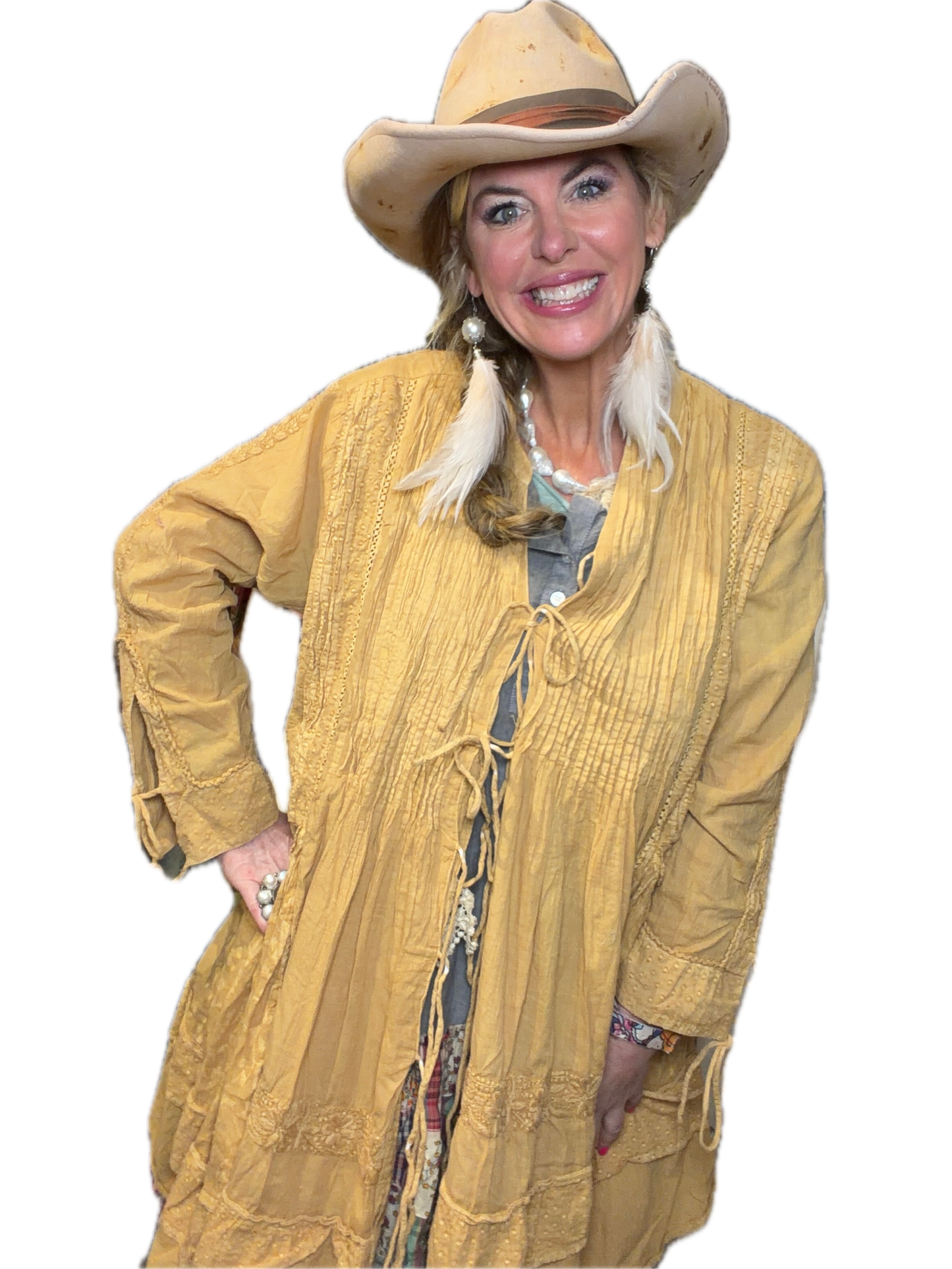 Rare Bird- Tie One On Mustard  Top Final Sale