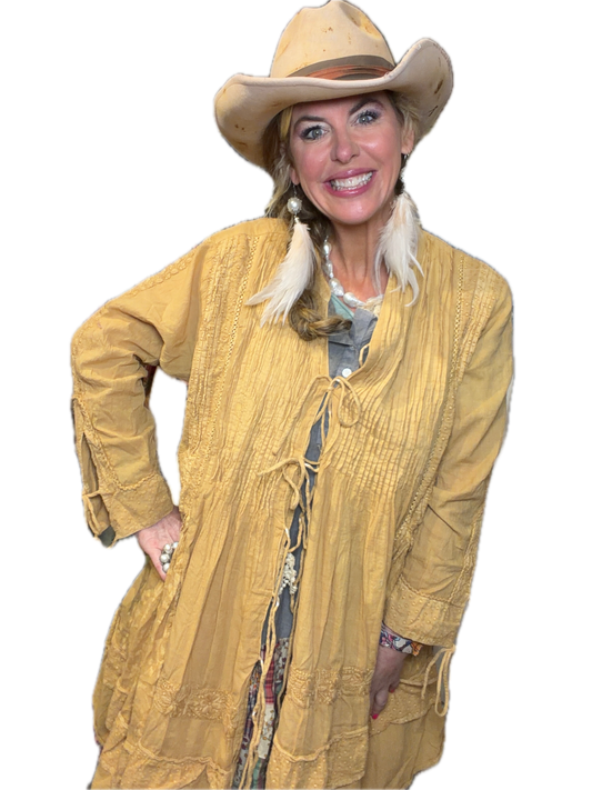 Rare Bird- Tie One On Mustard  Top Final Sale