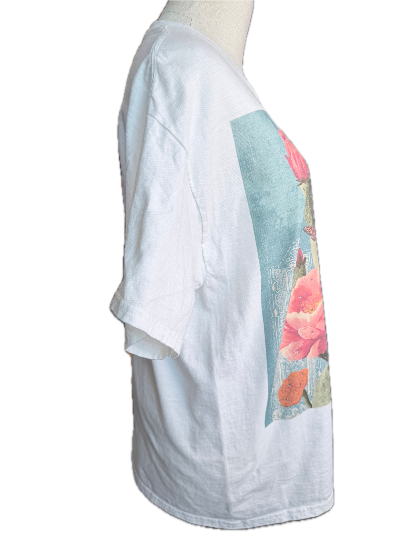 Butterflies and Flowers Cactus T-Shirt (No Bling)