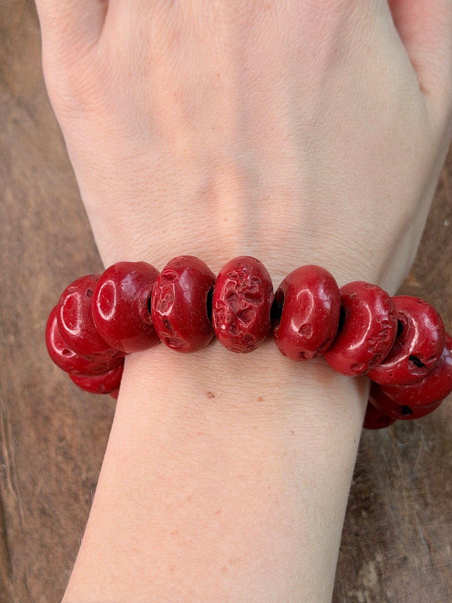 Natural Chunky Red Coral Bracelet