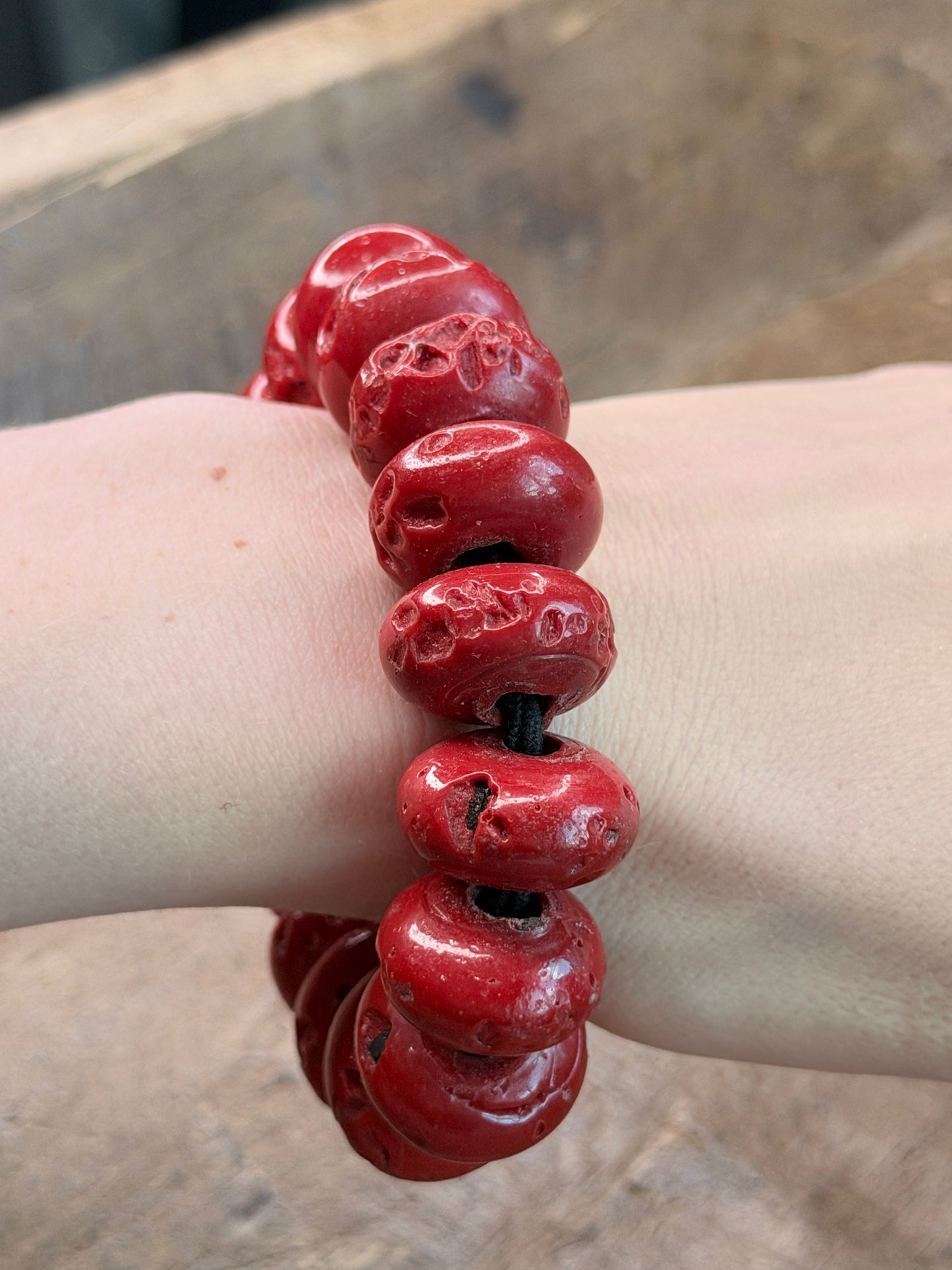 Natural Chunky Red Coral Bracelet