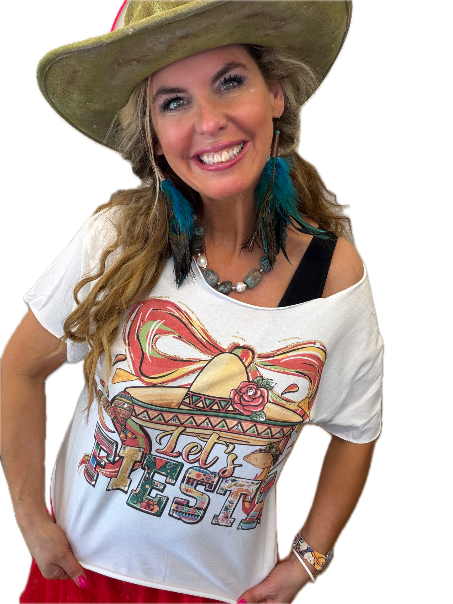 Glitzy Let’s Fiesta T-Shirt (Christy Style)- ERR Original *Final Sale*