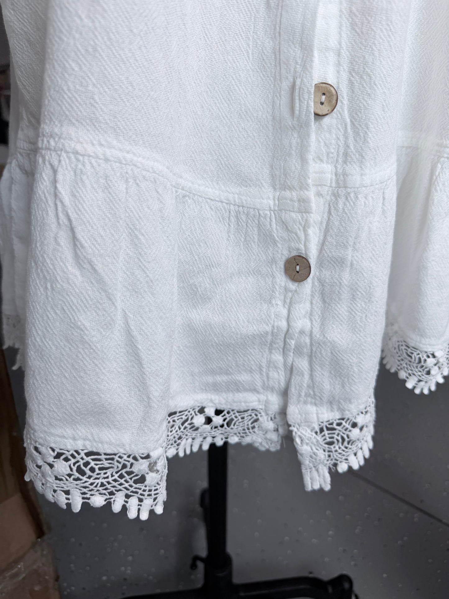 Sea Breeze- Crochet Accent Tunic Top (White)