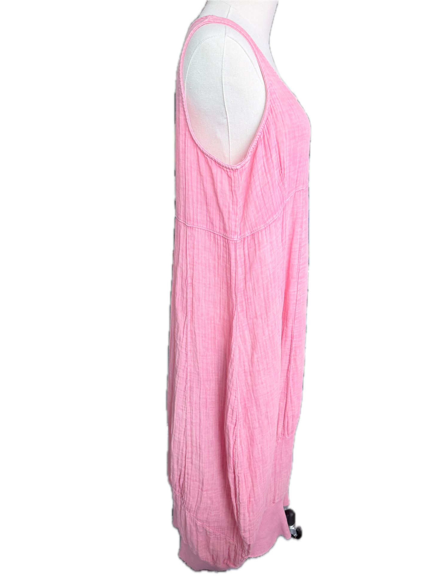 I Love Linen- Long Cotton Tank Dress (Pink)