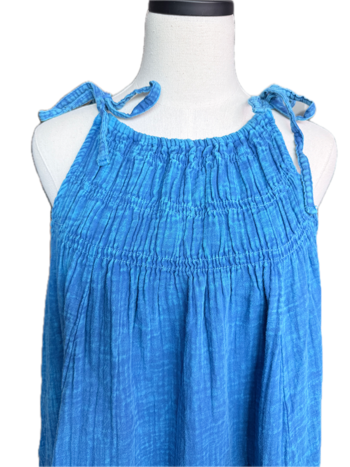 I Love Linen-Long Double Gauze Dress (Blue)