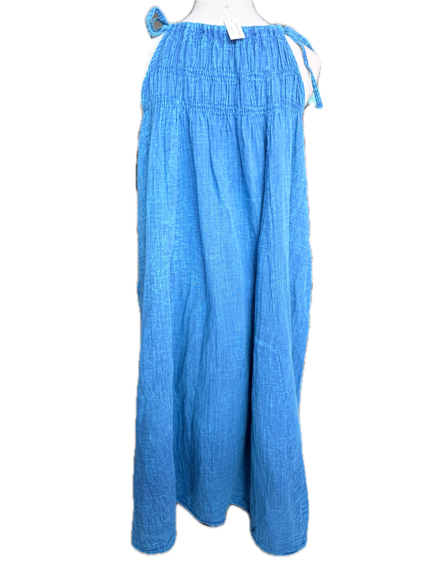 I Love Linen-Long Double Gauze Dress (Blue)