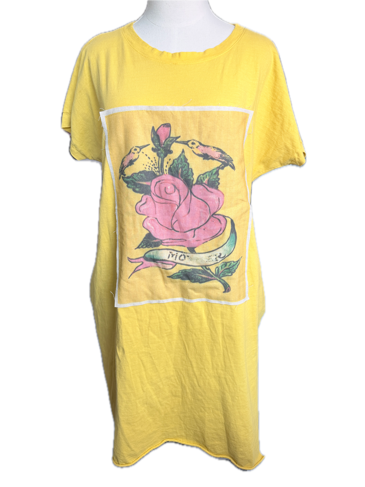 I Love Linen- Vintage Rose Print Dress (Mustard)