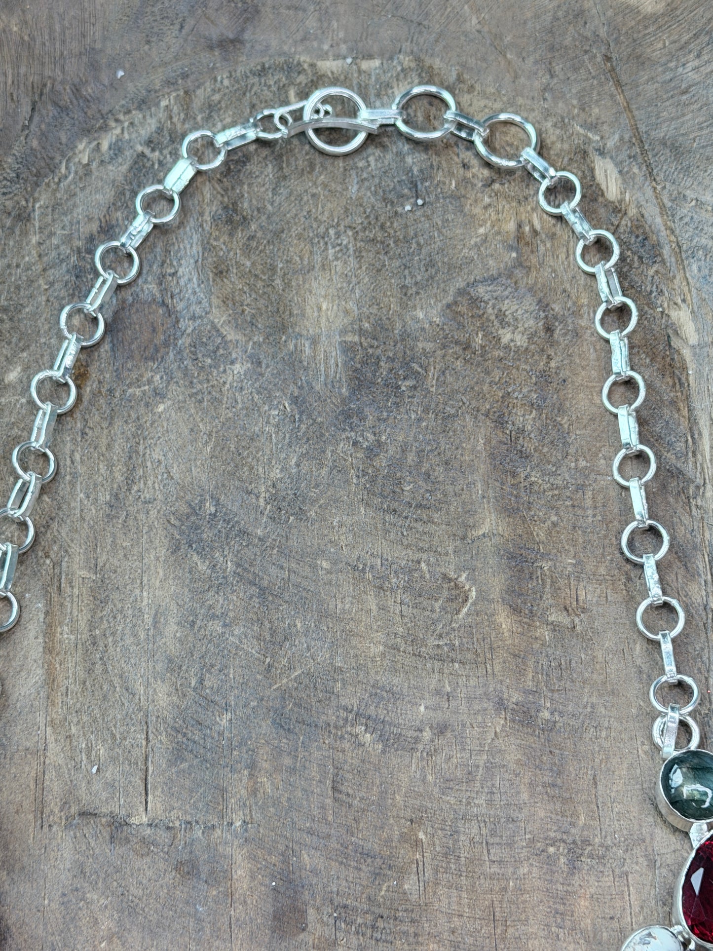 German Silver Multi-Stone Collar Necklace