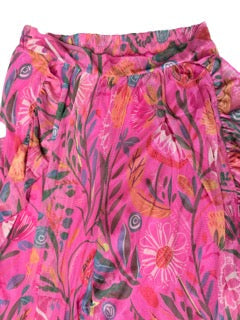 Floral Printed Mesh Ruffle Pants
